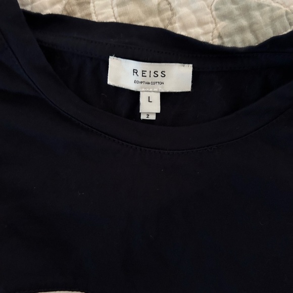 Reiss Mercerized Cotton Colorblocked Crewneck Tee - Picture 5 of 5